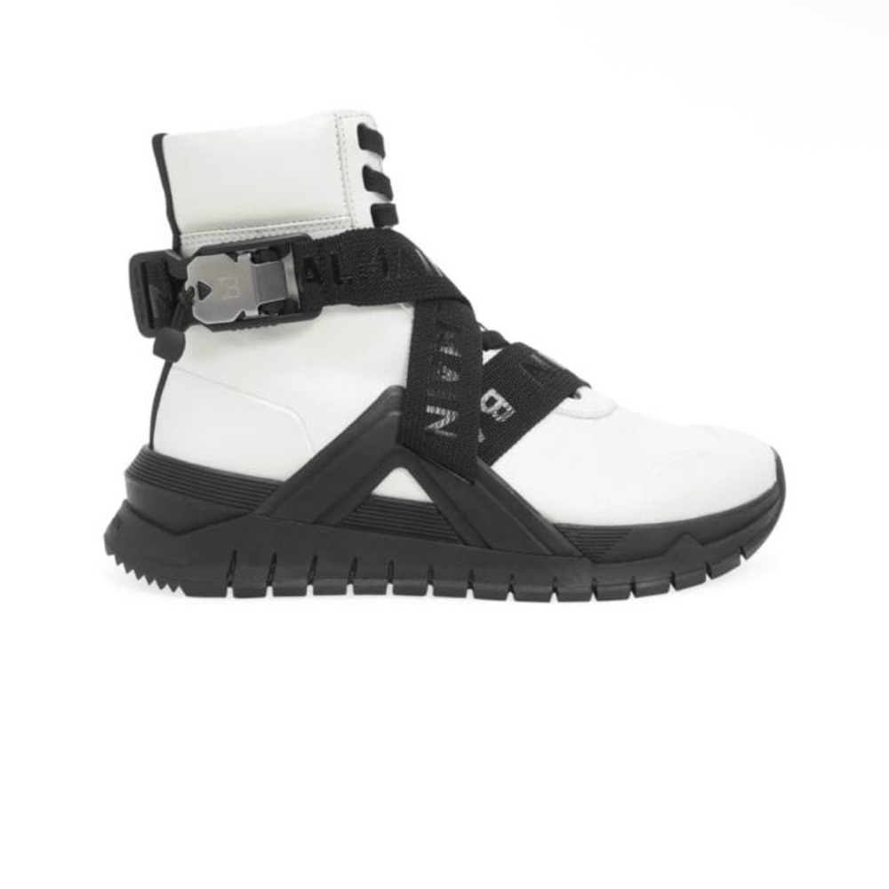 Balmain Trooper Logo Strap Leather Combat Boots NWT Size 35